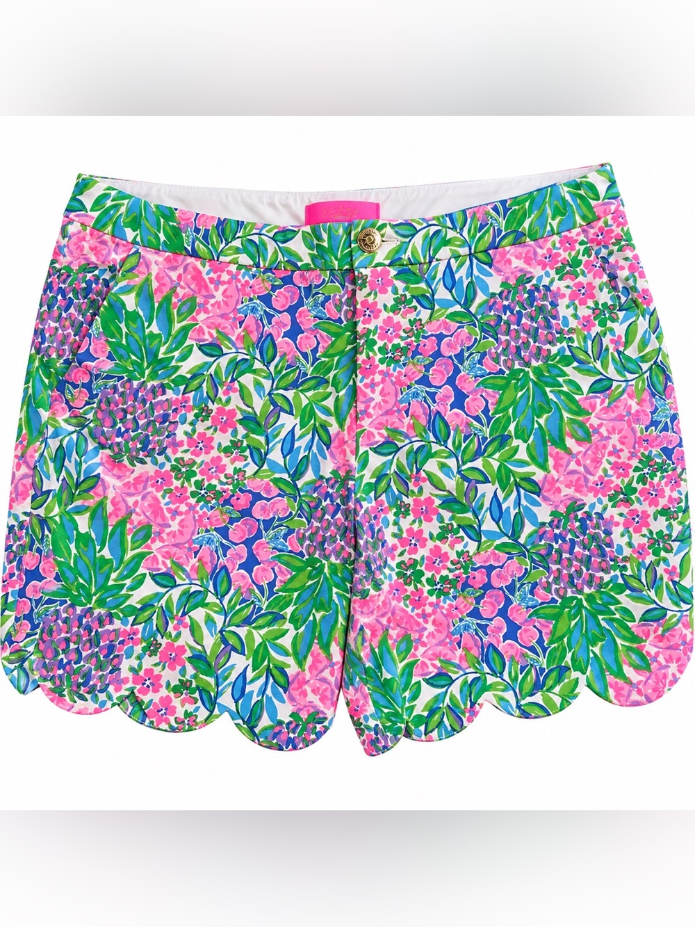 Lilly Pulitzer Floral Scalloped Shorts Pink Green Blue Resort Preppy Vibrant 16